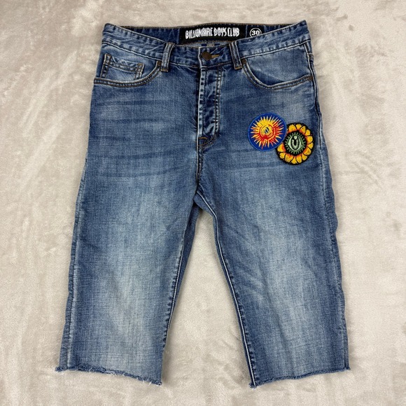 Billionaire Boys Club Jorts Men 30 Blue Denim Shorts Button Fly Astronaut BBC - Picture 1 of 9